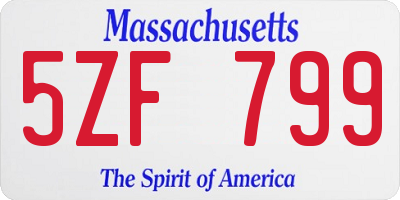 MA license plate 5ZF799