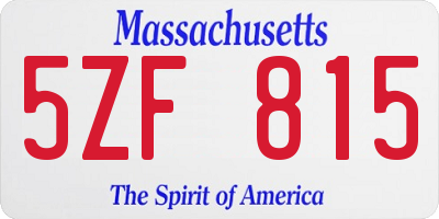 MA license plate 5ZF815