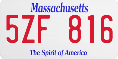 MA license plate 5ZF816