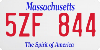 MA license plate 5ZF844