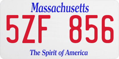 MA license plate 5ZF856