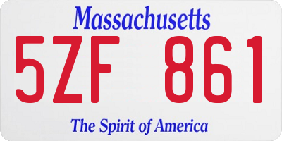 MA license plate 5ZF861