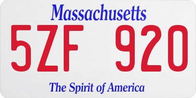 MA license plate 5ZF920