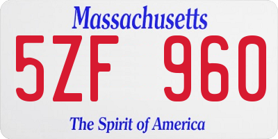 MA license plate 5ZF960