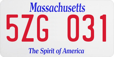 MA license plate 5ZG031