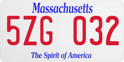 MA license plate 5ZG032