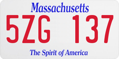 MA license plate 5ZG137