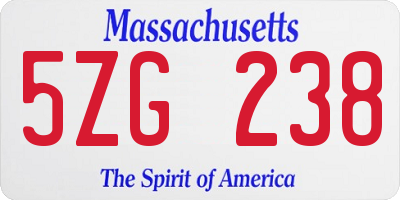 MA license plate 5ZG238