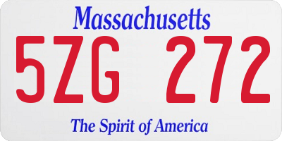MA license plate 5ZG272