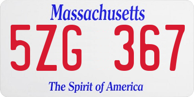 MA license plate 5ZG367