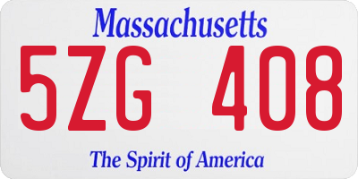 MA license plate 5ZG408