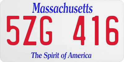 MA license plate 5ZG416