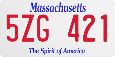 MA license plate 5ZG421