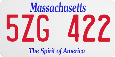 MA license plate 5ZG422