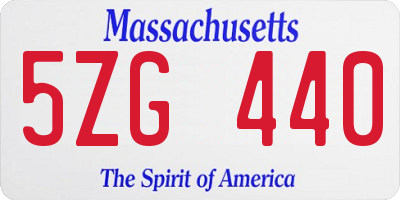MA license plate 5ZG440