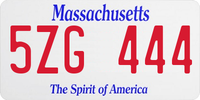 MA license plate 5ZG444