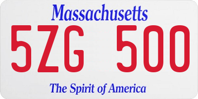 MA license plate 5ZG500
