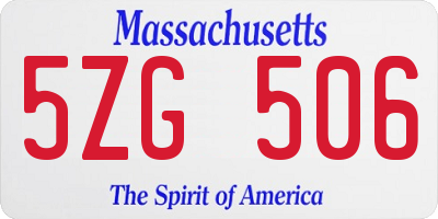 MA license plate 5ZG506