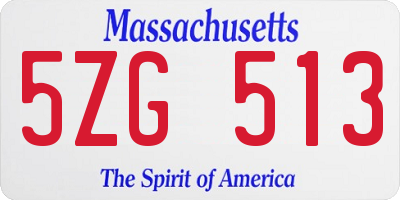 MA license plate 5ZG513