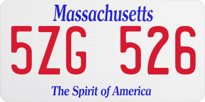 MA license plate 5ZG526