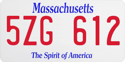 MA license plate 5ZG612