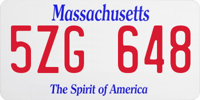 MA license plate 5ZG648