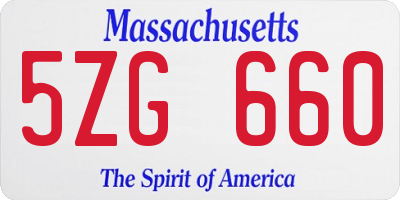 MA license plate 5ZG660