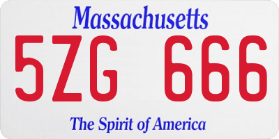 MA license plate 5ZG666