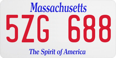 MA license plate 5ZG688