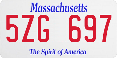 MA license plate 5ZG697