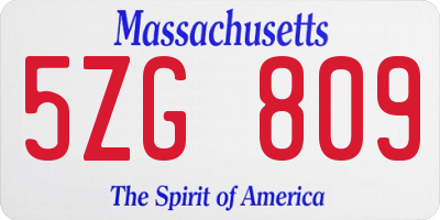 MA license plate 5ZG809