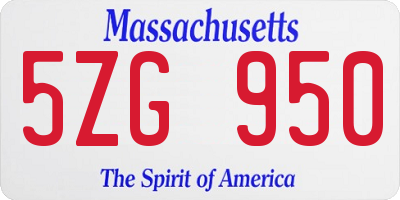 MA license plate 5ZG950