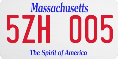 MA license plate 5ZH005
