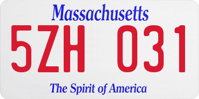 MA license plate 5ZH031