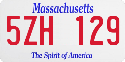 MA license plate 5ZH129