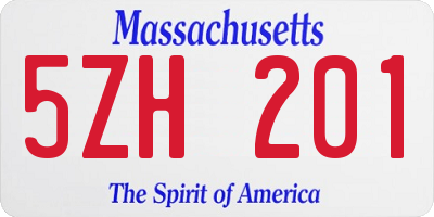 MA license plate 5ZH201