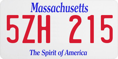 MA license plate 5ZH215