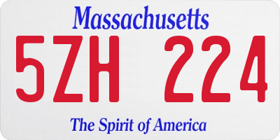 MA license plate 5ZH224