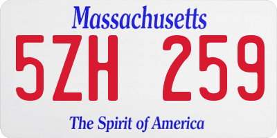 MA license plate 5ZH259