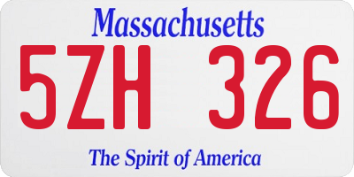 MA license plate 5ZH326