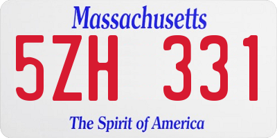 MA license plate 5ZH331