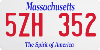MA license plate 5ZH352