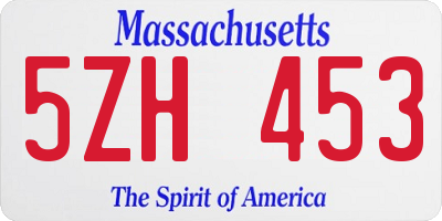 MA license plate 5ZH453