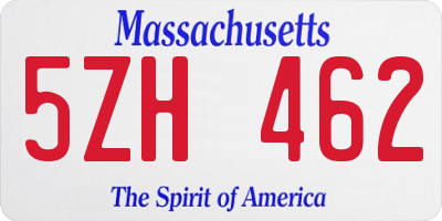 MA license plate 5ZH462