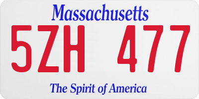 MA license plate 5ZH477