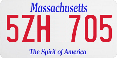 MA license plate 5ZH705