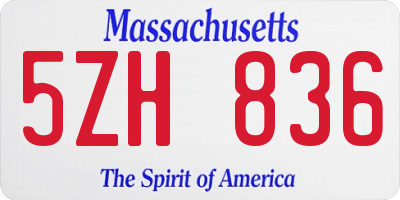 MA license plate 5ZH836