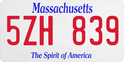 MA license plate 5ZH839