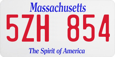 MA license plate 5ZH854