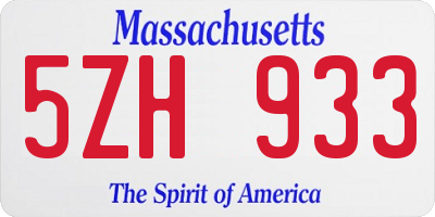 MA license plate 5ZH933